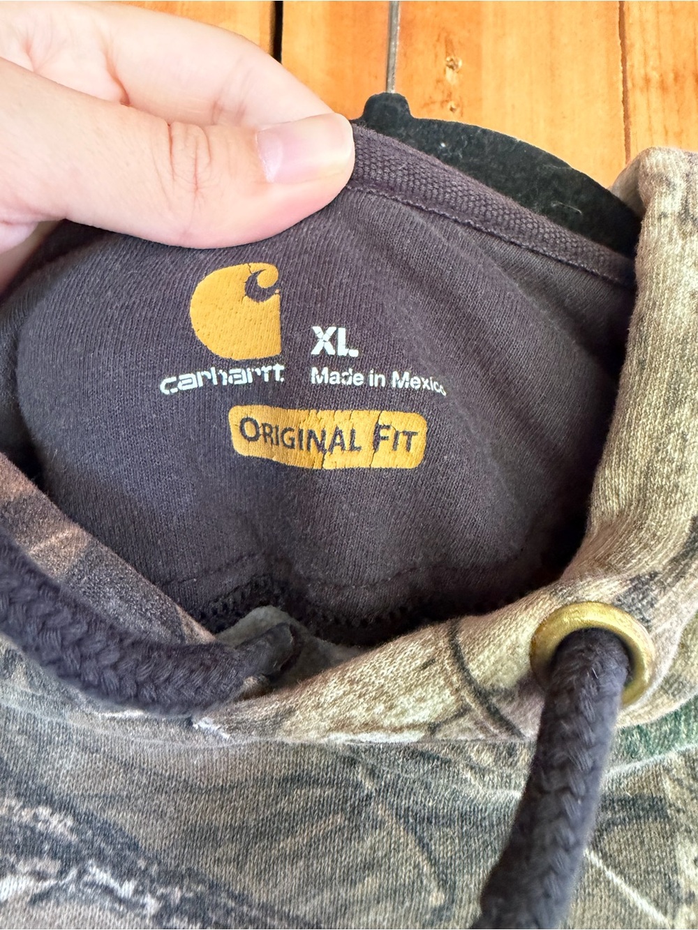 Carhartt Men's Camo Hooded Sweatshirt - Green/Brown Realtree-Style - Picture 5 of 6